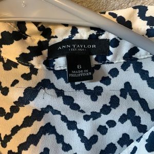 Anne Taylor blue and white long sleeve blouse.